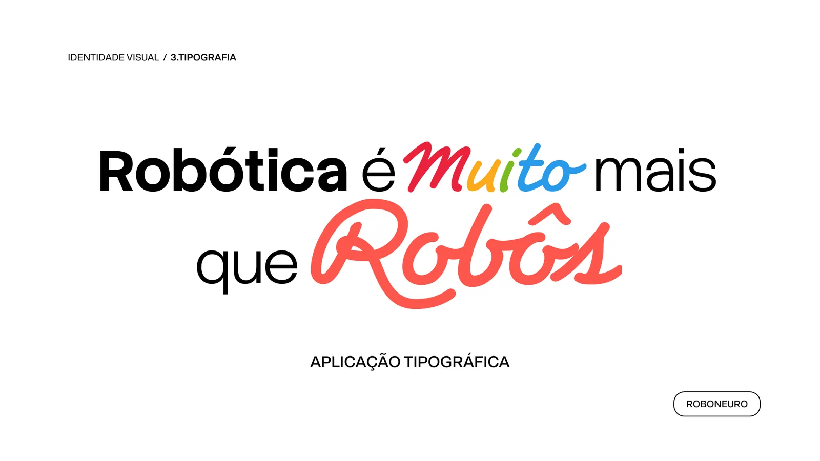 Aplicação tipográfica “Robótica é muito mais que robôs”